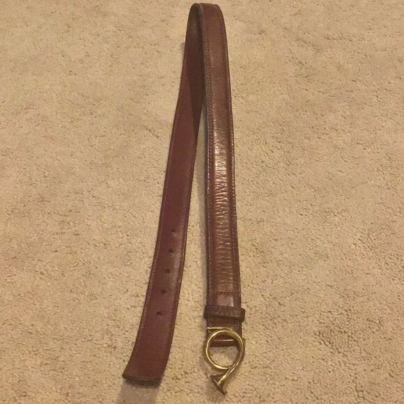 Trafalgar Vintage Brown leather Brass Bugle Buckle Belt Size 28 Small - Picture 3 of 4